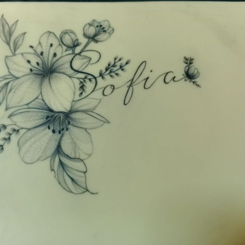 Практика тату квітів з іменем Sofia — Skaty.Tattoo